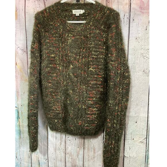 NEW Molly Bracken Olive Green Multi Size S/M Sweater Fuzzy Knit - Picture 2 of 11